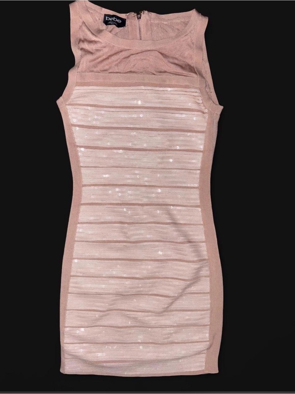 bebe Light Pink Sequin Bodycon Mini Dress